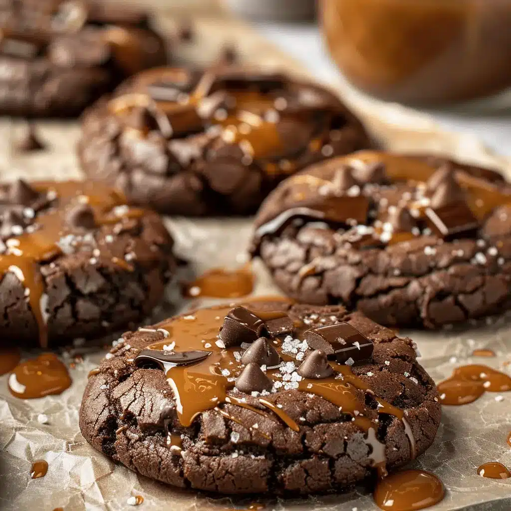 double chocolate salted caramel cookies preparation steps