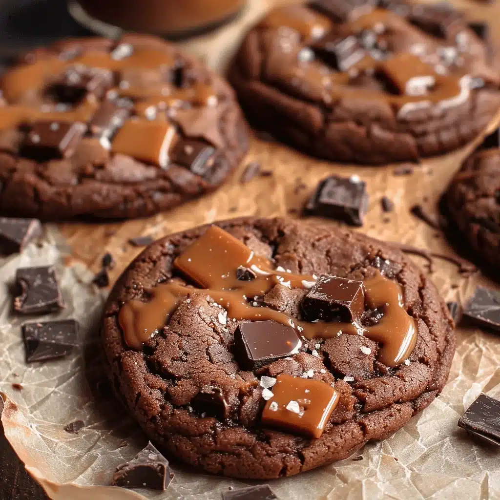 double chocolate salted caramel cookies - featured image