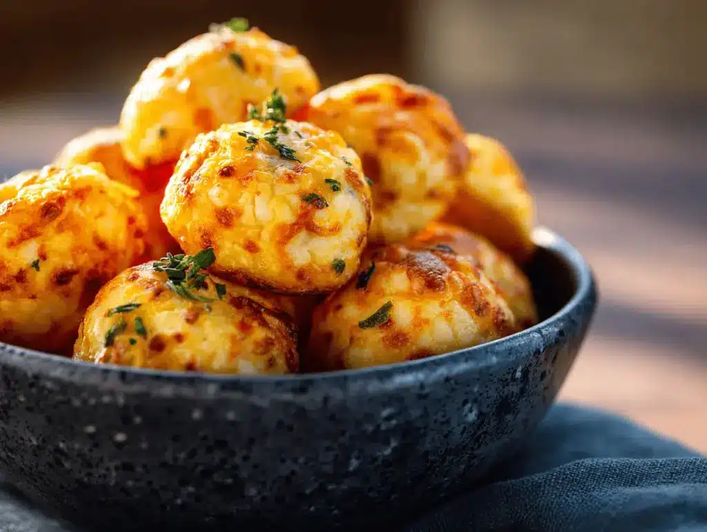 air fryer jalapeño cheddar keto cheese puffs - featured image