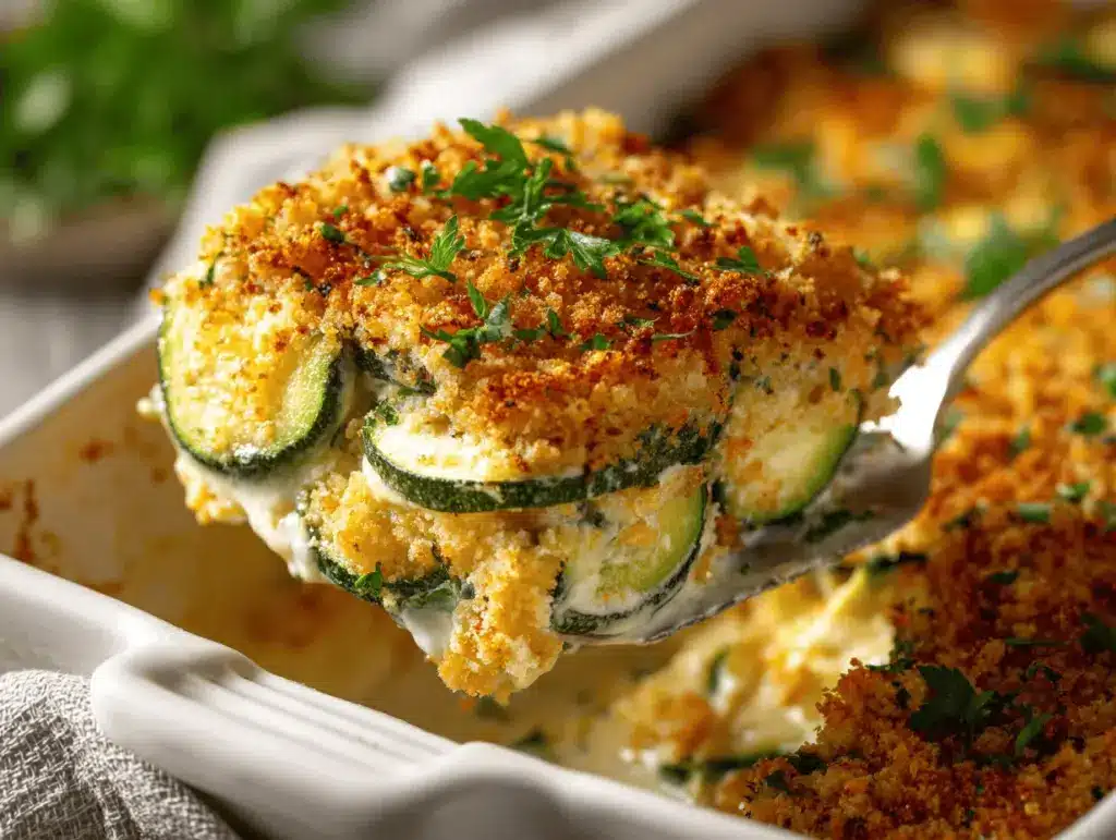 baked zucchini parmesan casserole - featured image
