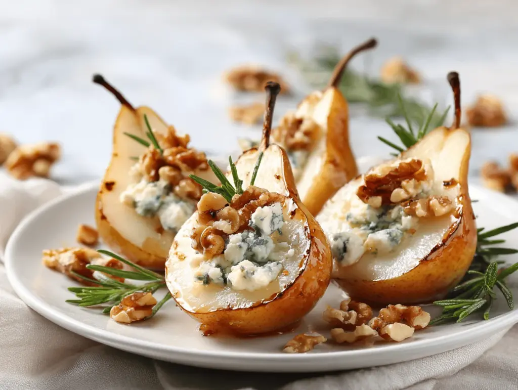 blue cheese stuffed pears - featured image