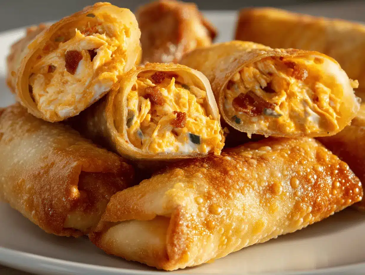 Buffalo chicken jalapeno popper egg rolls preparation steps