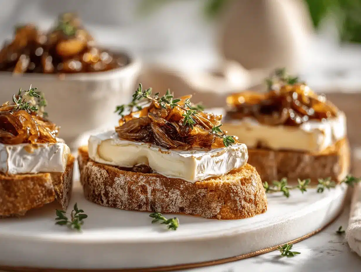 caramelized onion & brie toast preparation steps