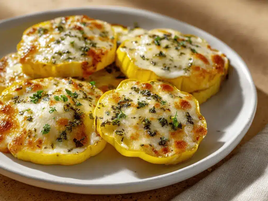 cheesy baked yellow squash Parmesan rounds - featured image
