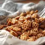 cinnamon sugar pretzel bites honeycomb snack mix - featured image