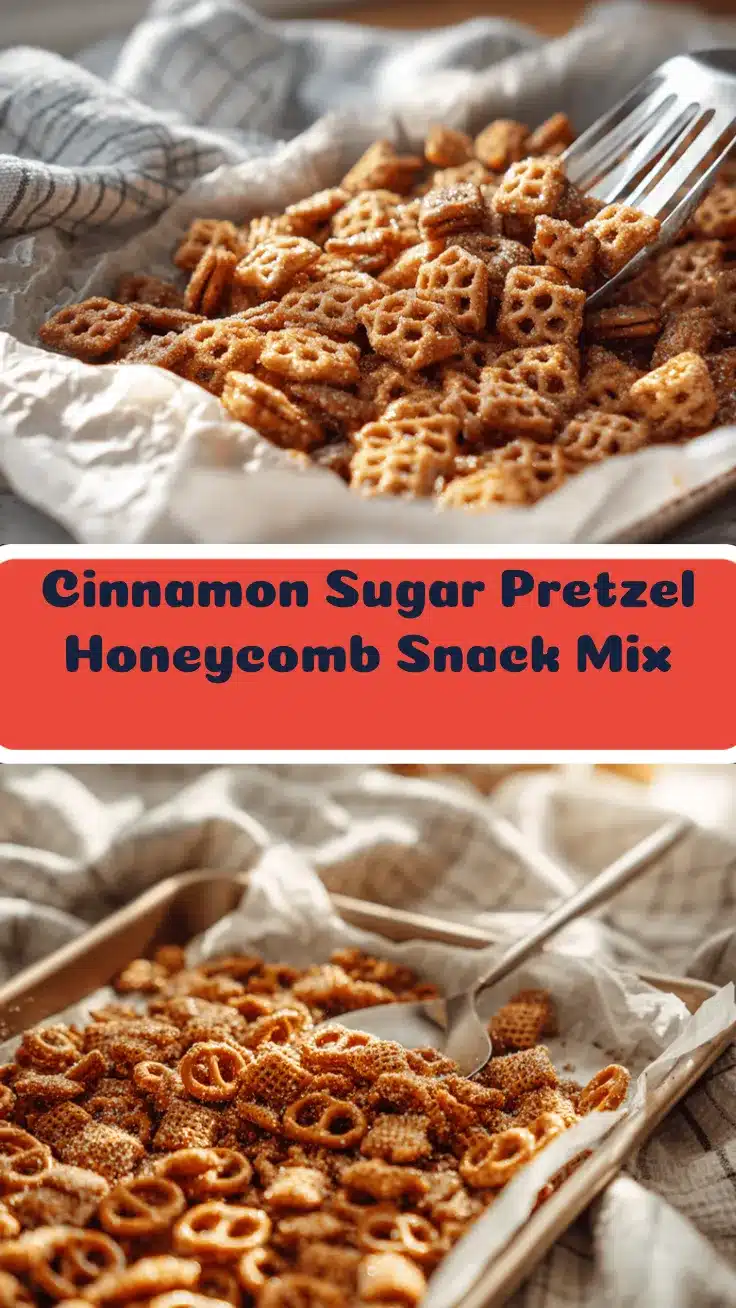 cinnamon sugar pretzel bites honeycomb snack mix recipe