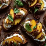 grilled peach burrata crostini - featured image