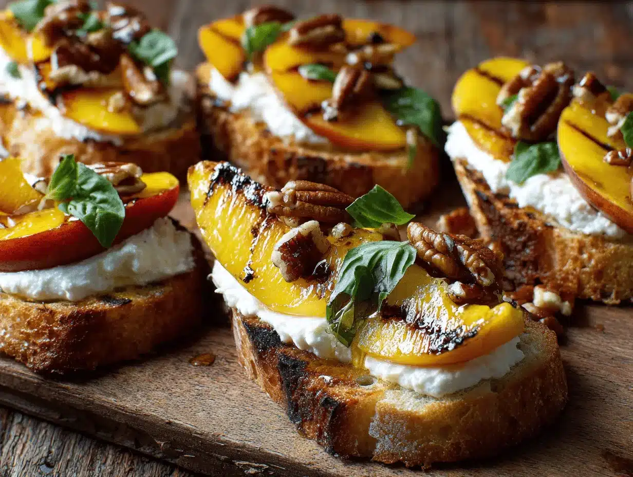 grilled peach burrata crostini preparation steps