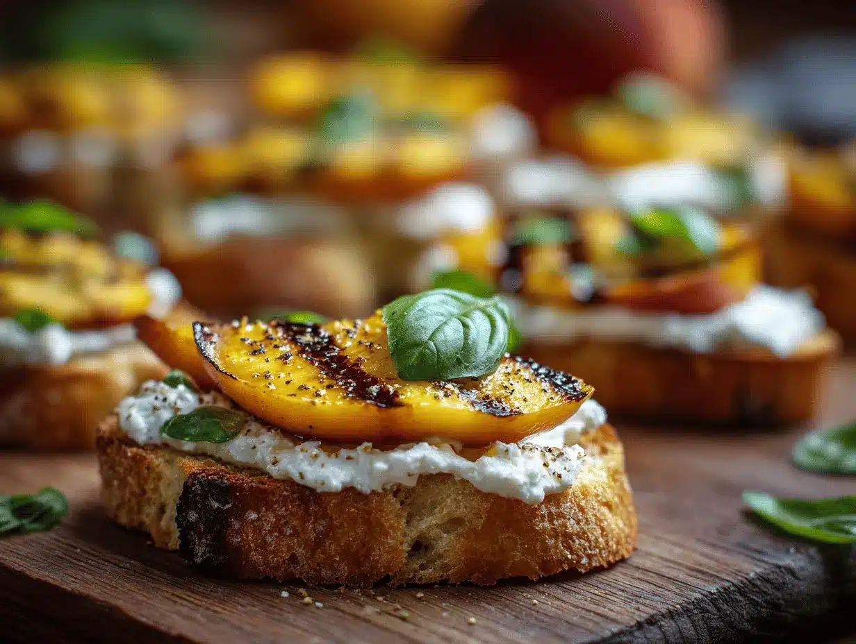 grilled peach burrata crostini preparation steps