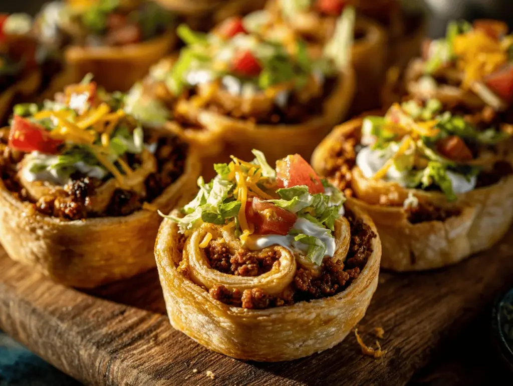 loaded taco pizza pinwheel bites - featured image