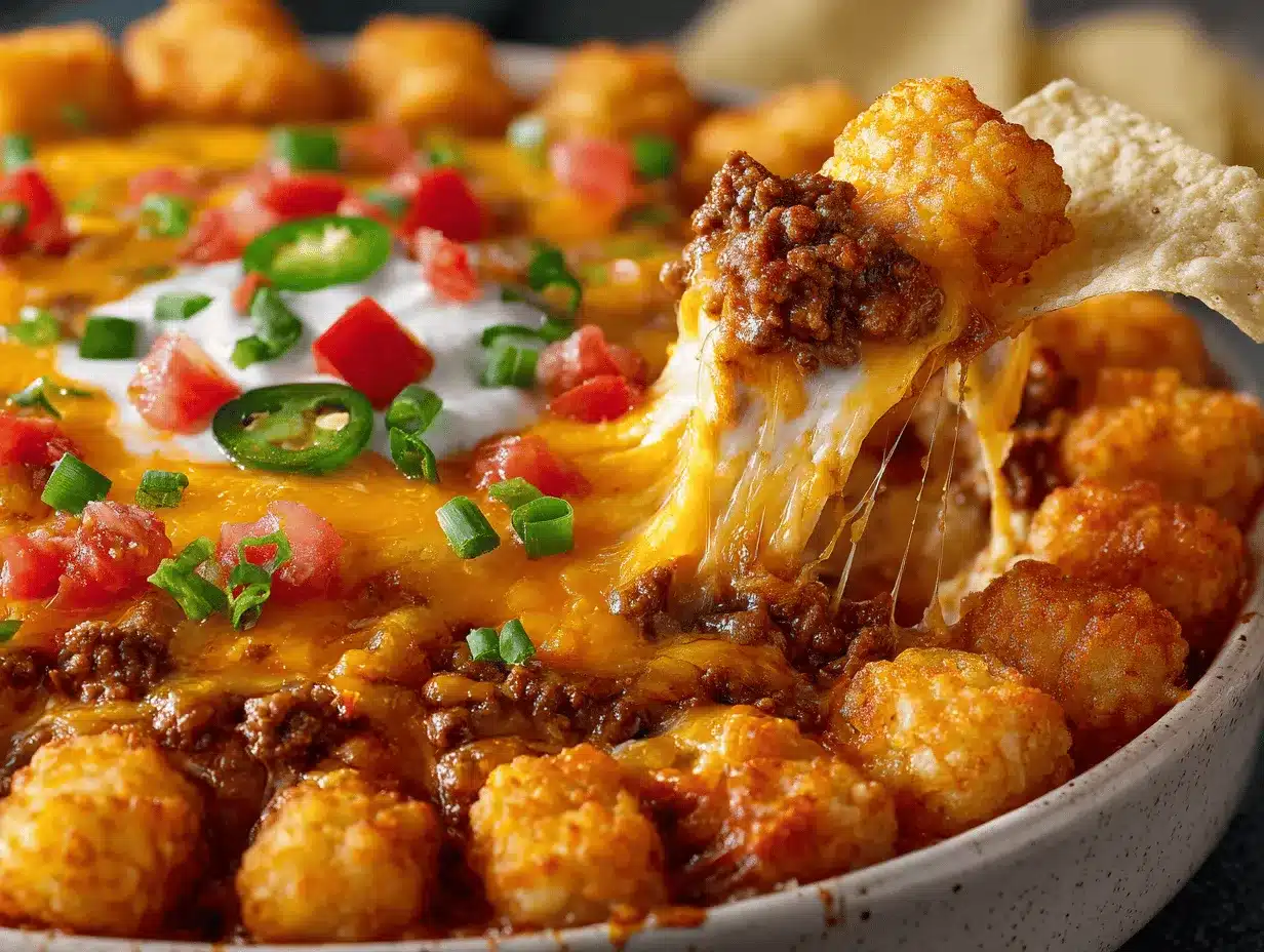 loaded taco tater tot dip preparation steps
