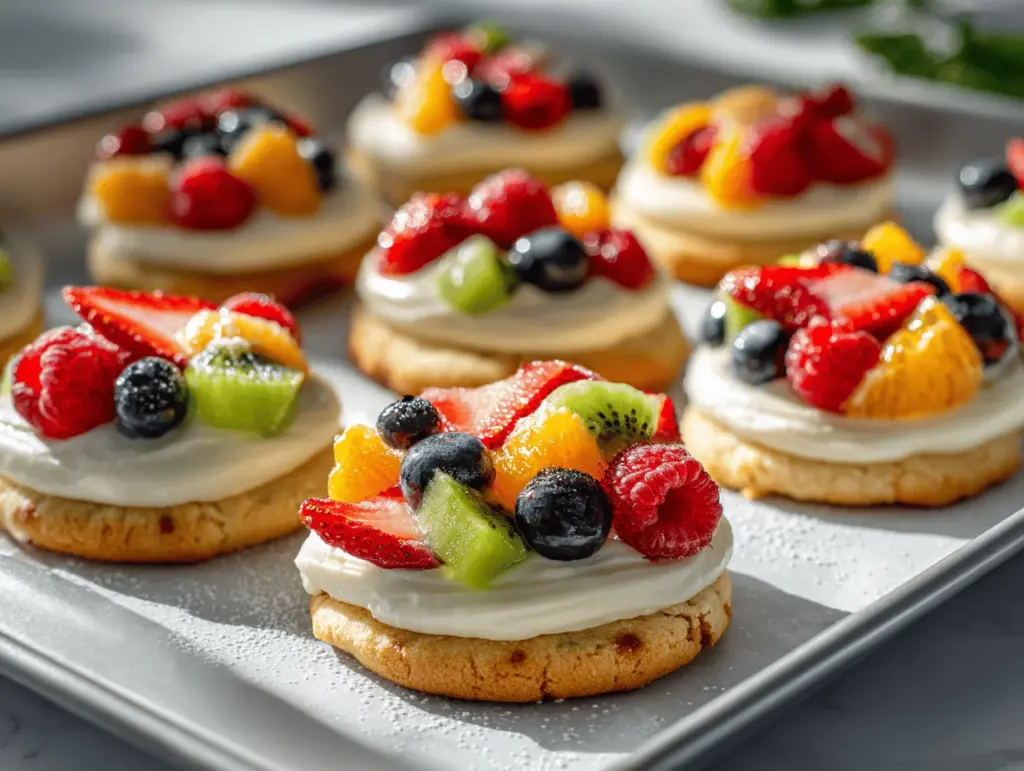 mini sugar cookie fruit pizzas - featured image