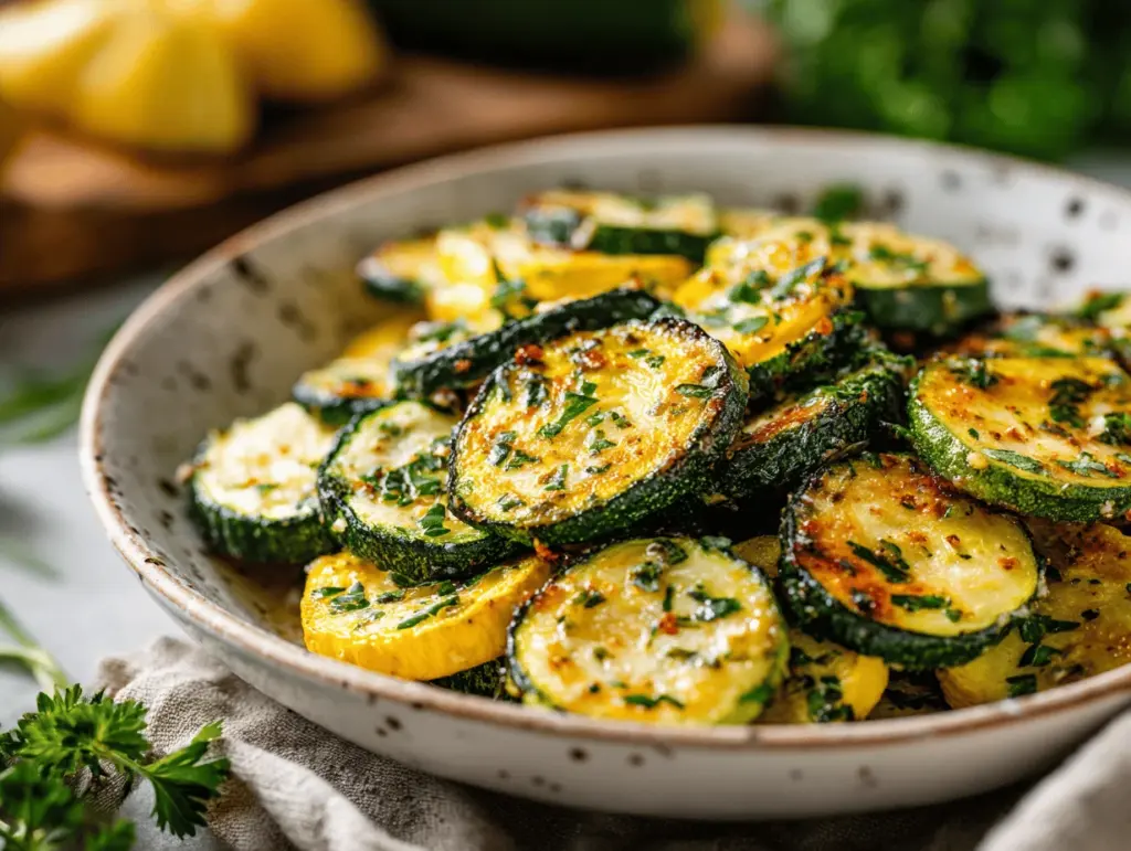 Parmesan Herb Roasted Zucchini and Squash Medallions - featured image