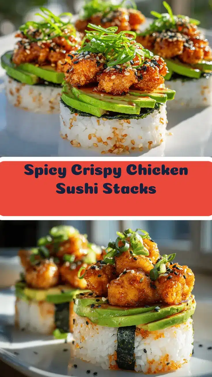 spicy crispy chicken sushi stacks recipe