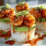 spicy shrimp sushi stacks - featured image