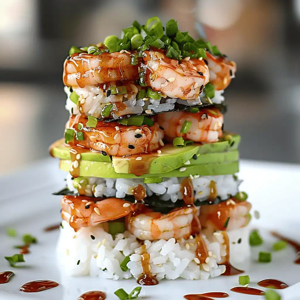 spicy shrimp sushi stacks - featured image