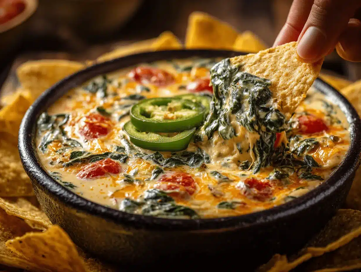 Tex-Mex spinach queso dip preparation steps