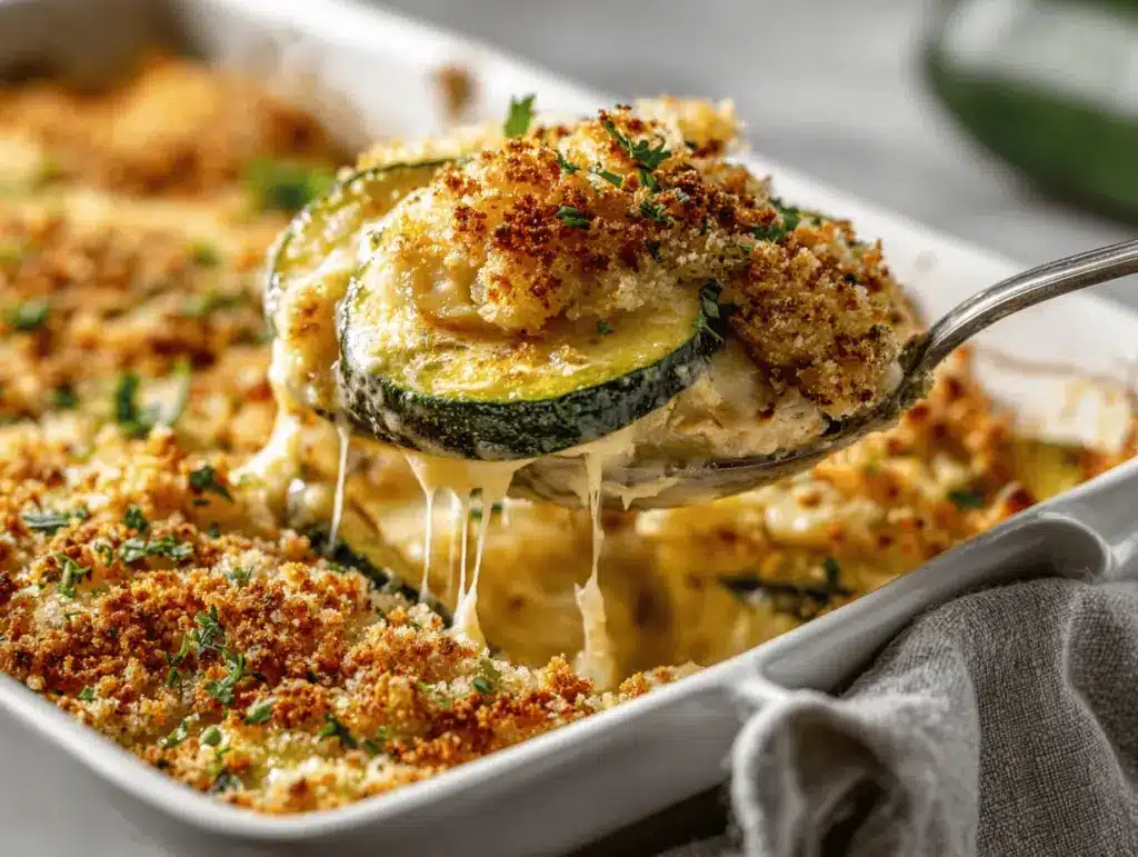 zucchini parmesan chicken casserole - featured image
