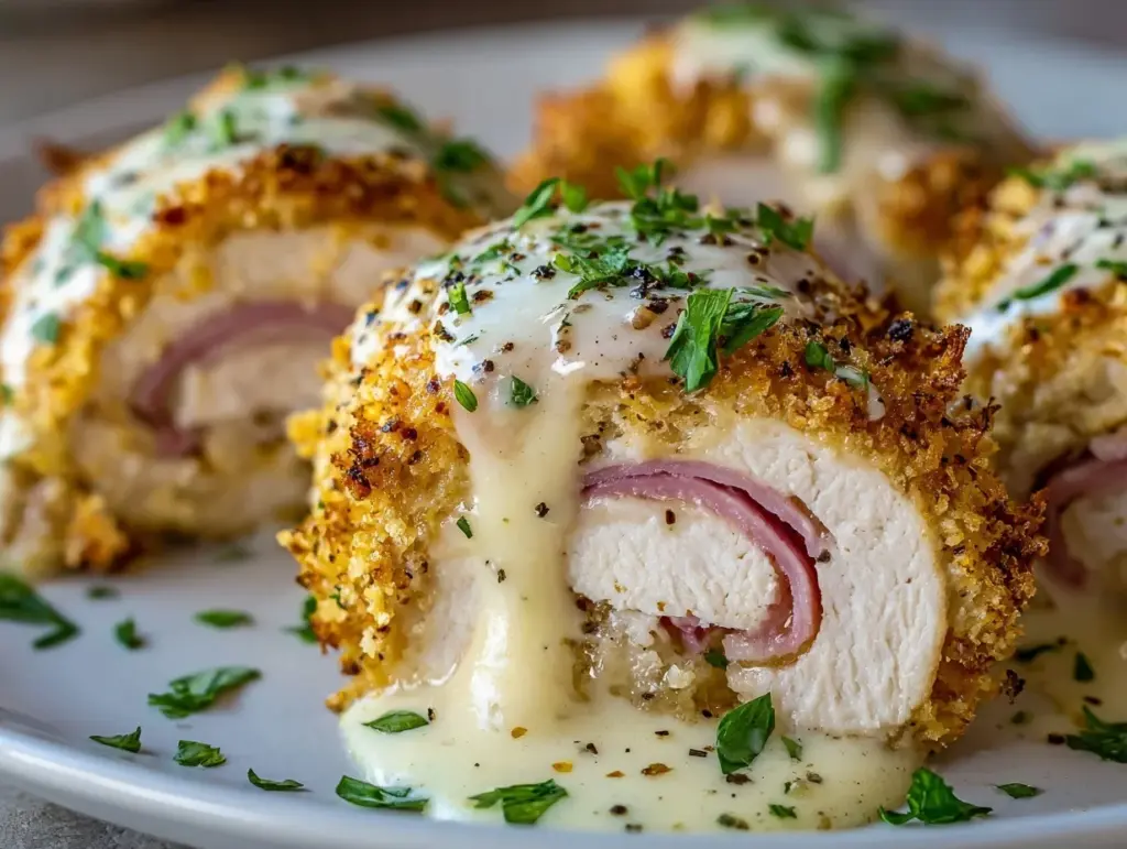 baked creamy chicken cordon bleu roll-ups - featured image