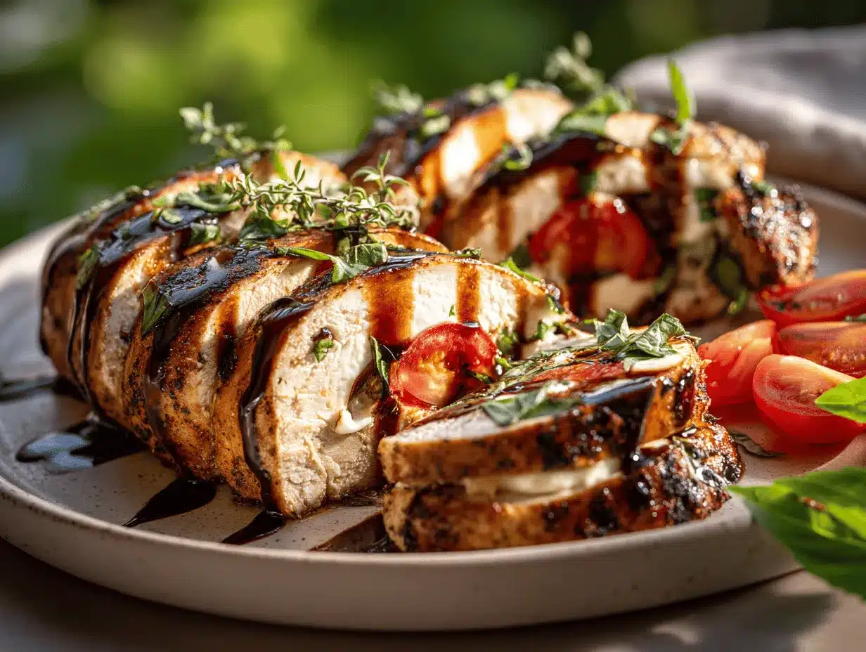 Caprese Stuffed Balsamic Chicken Bake preparation steps