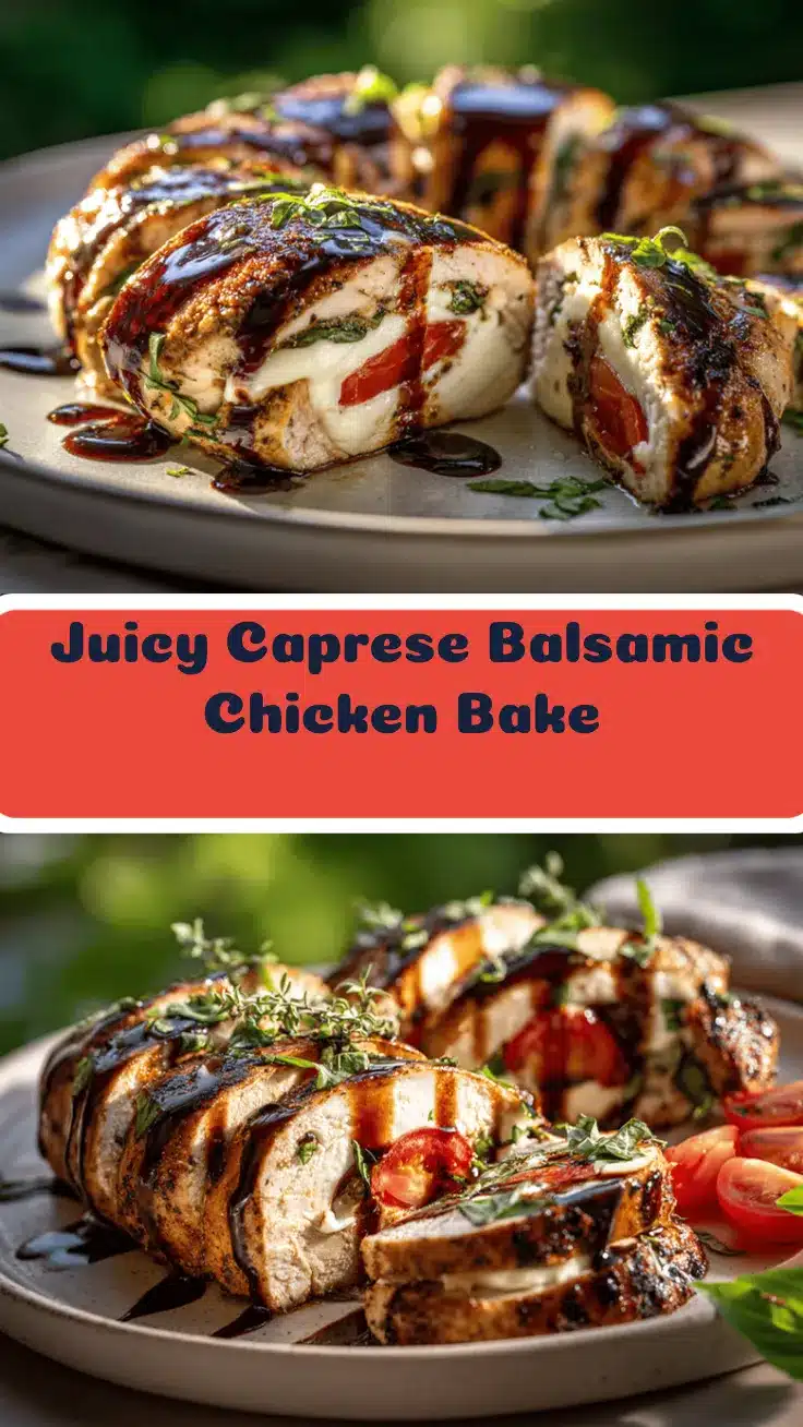 Caprese Stuffed Balsamic Chicken Bake recipe