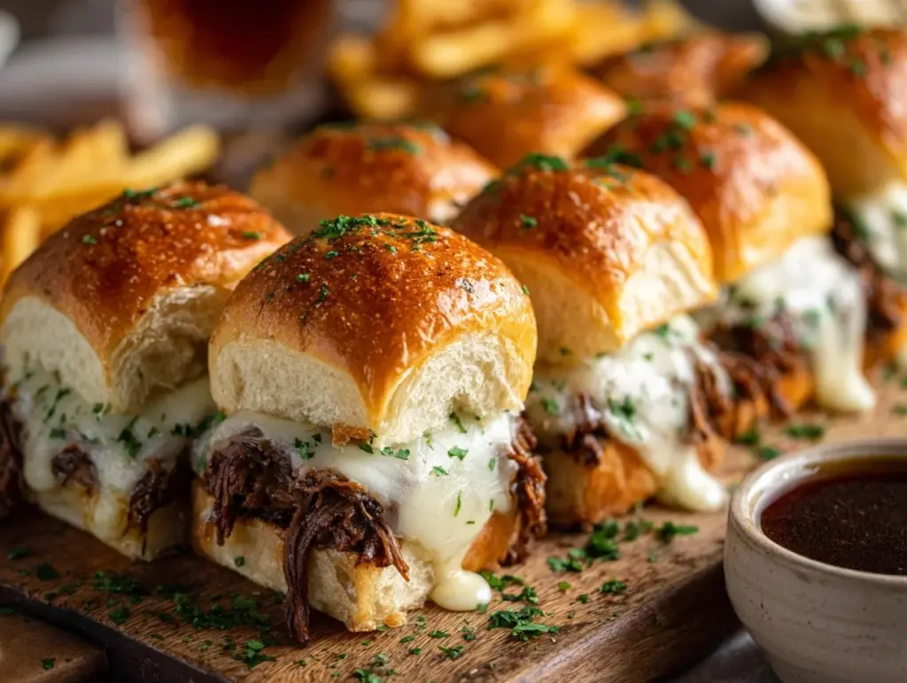 Cheesy Garlic Bread French Dip Sliders - featured image