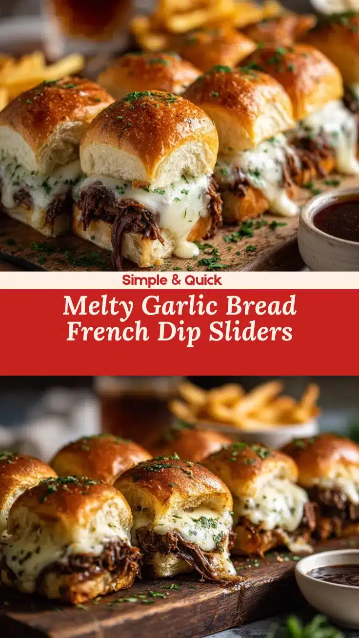 Cheesy Garlic Bread French Dip Sliders recipe