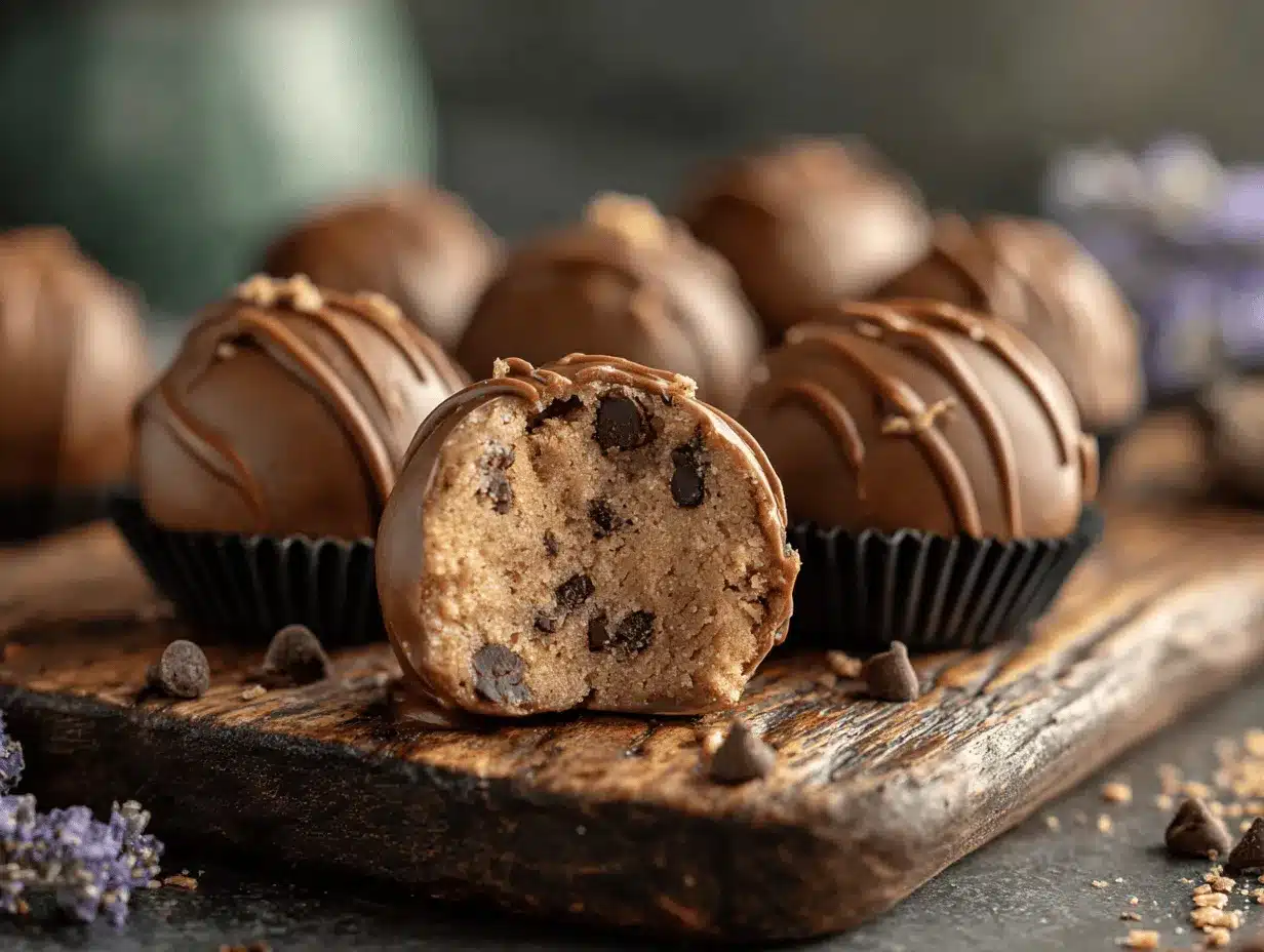 chocolate chip cookie dough protein balls preparation steps