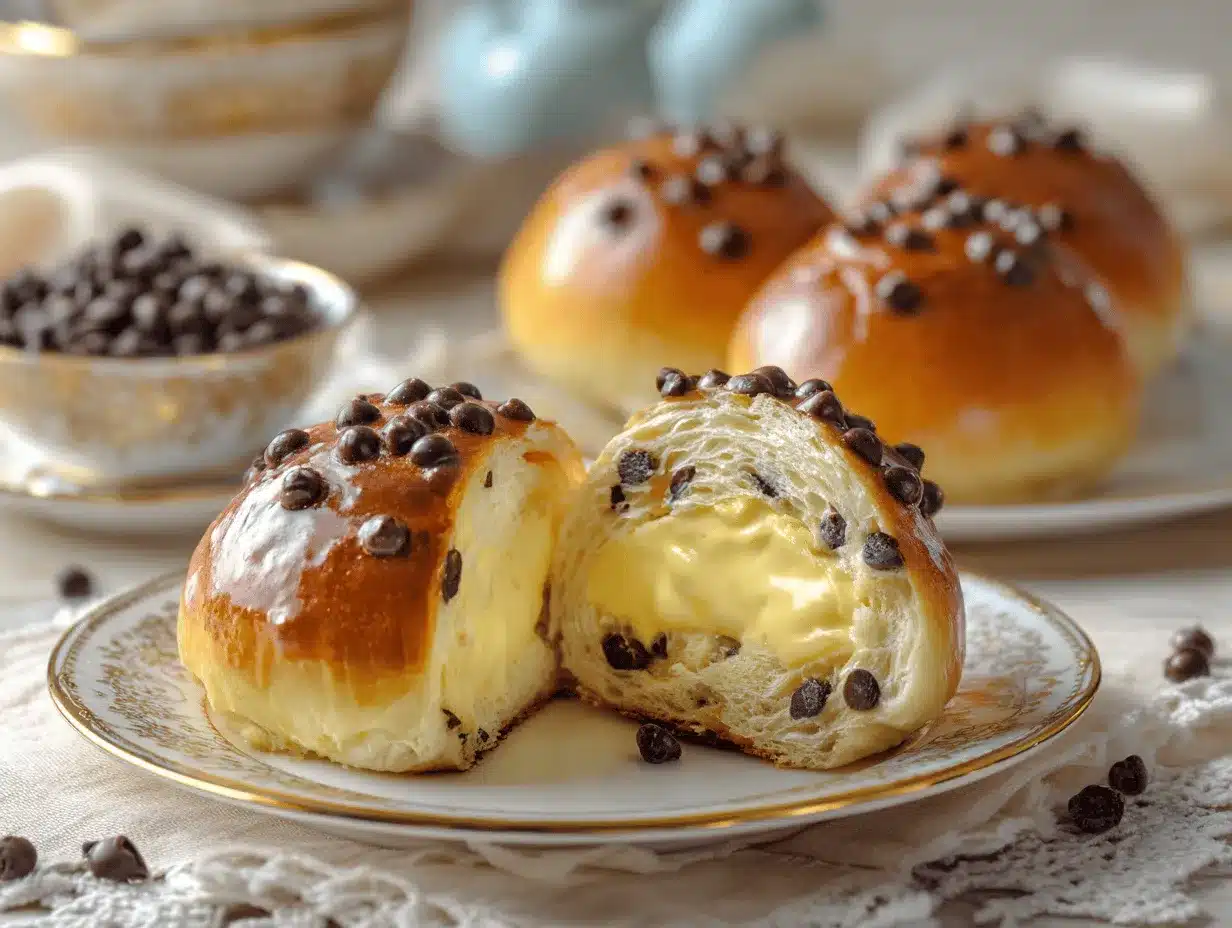 chocolate chip vanilla custard brioche preparation steps