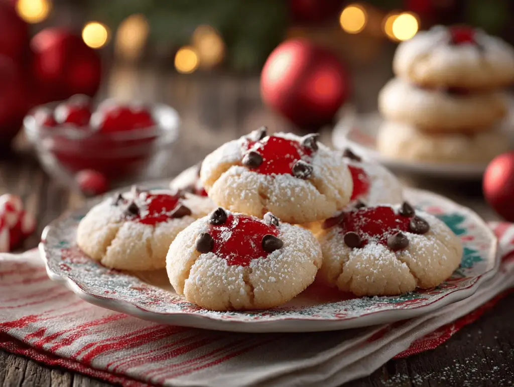 Christmas Maraschino Cherry Shortbread Cookies - featured image