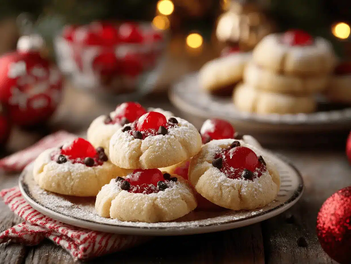 Christmas Maraschino Cherry Shortbread Cookies preparation steps