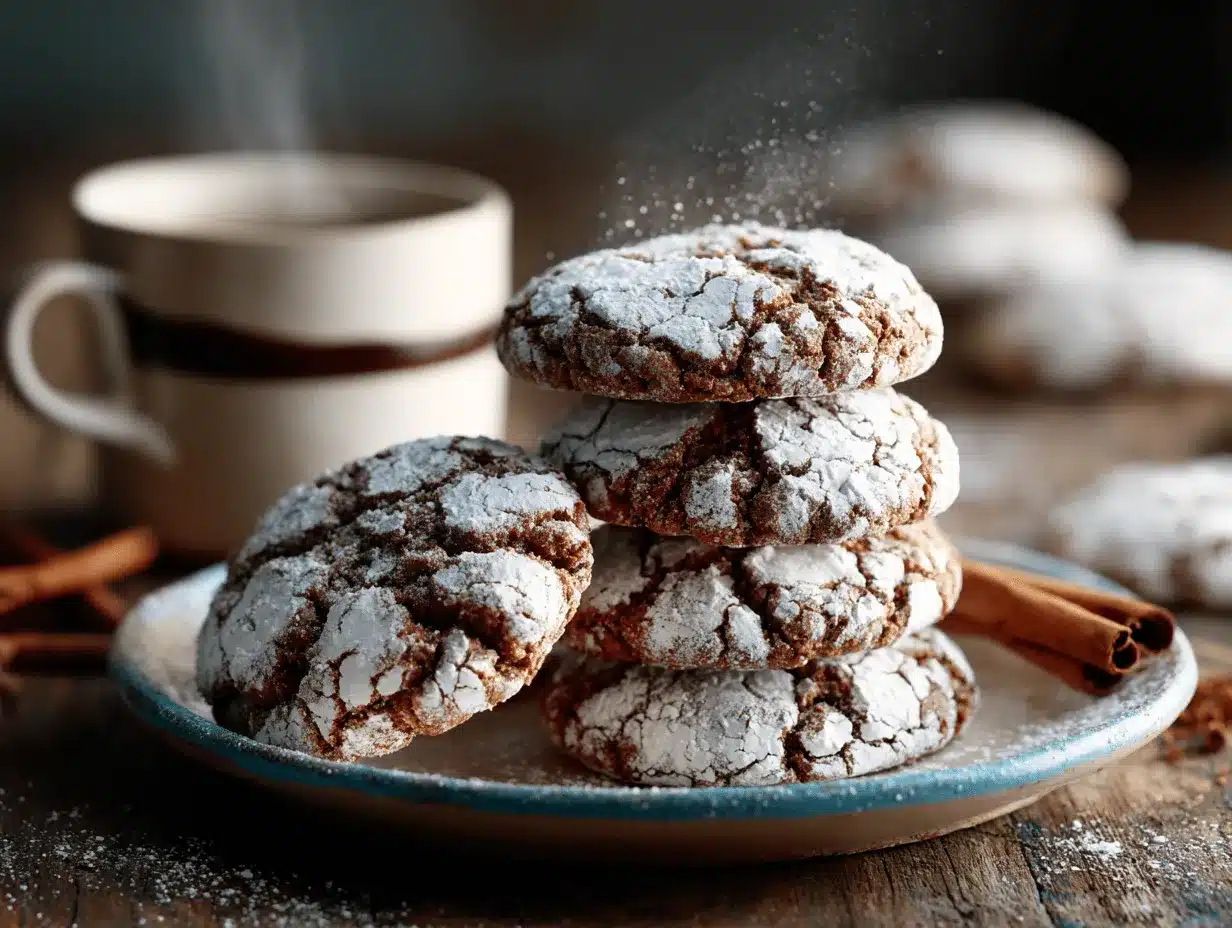 cinnamon coffee crinkle cookies preparation steps