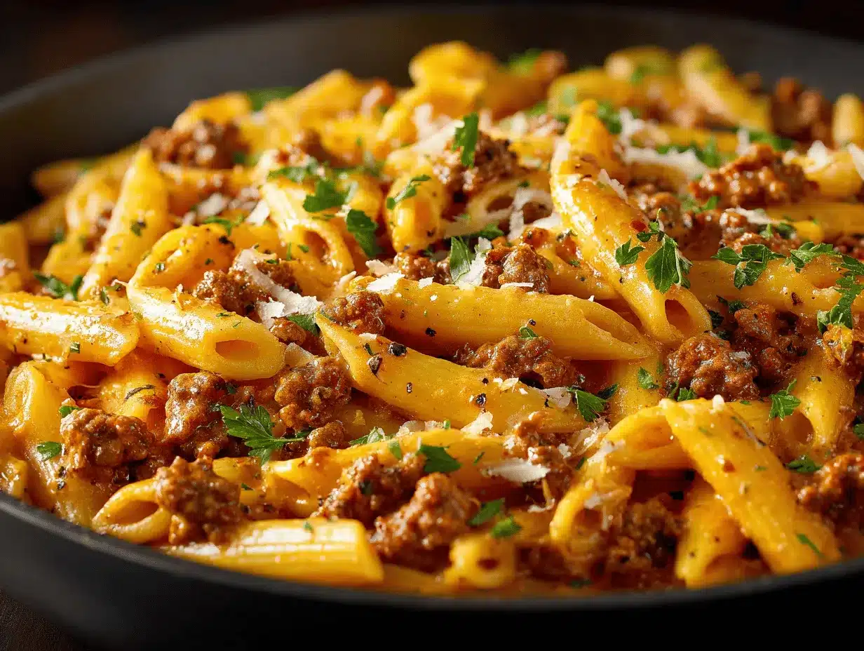 creamy beef pasta preparation steps