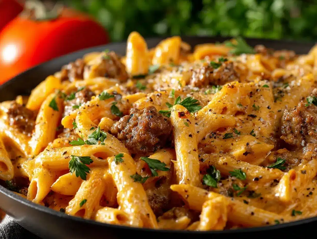 creamy beef pasta preparation steps