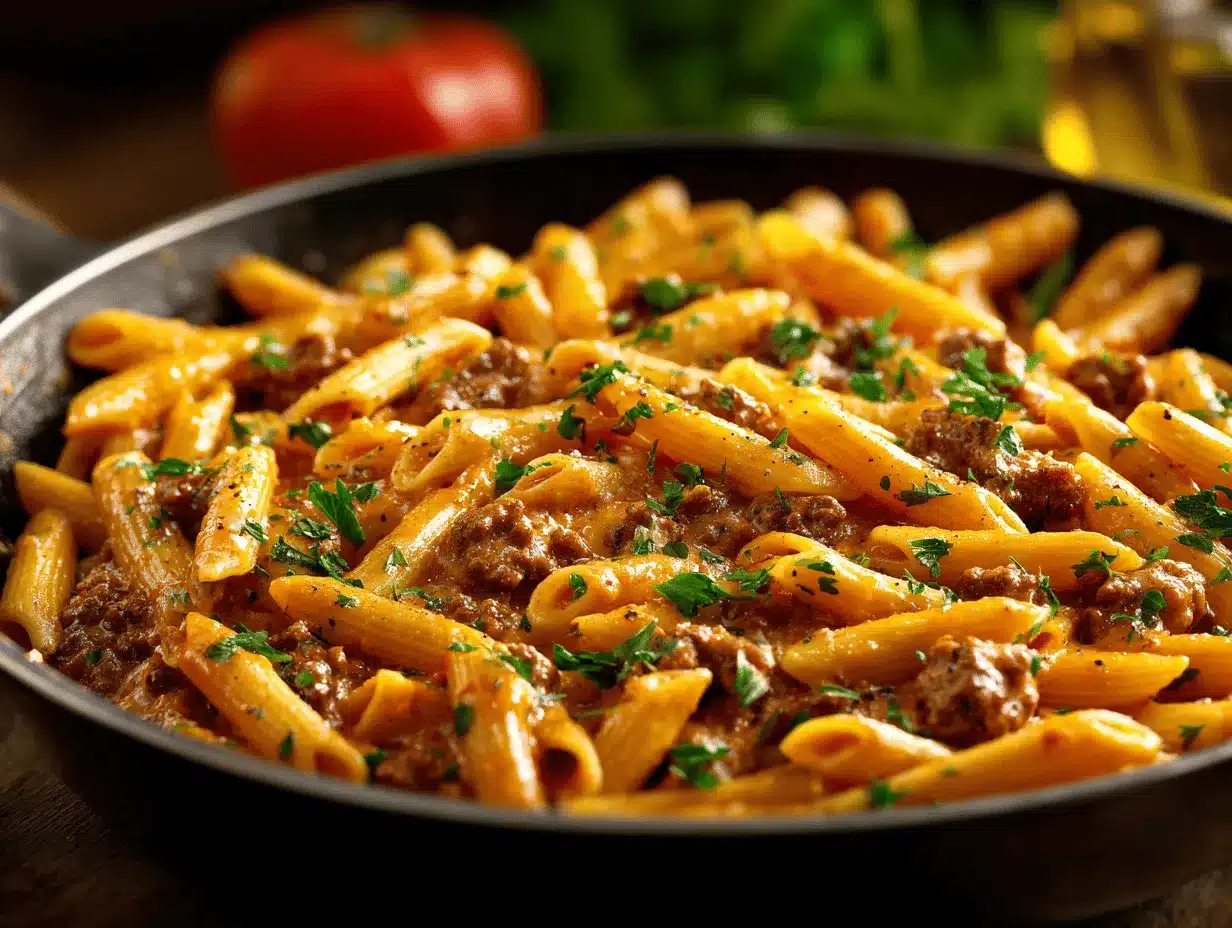 creamy beef pasta preparation steps