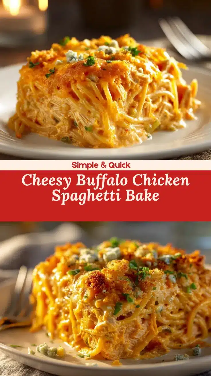 creamy buffalo chicken spaghetti bake recipe