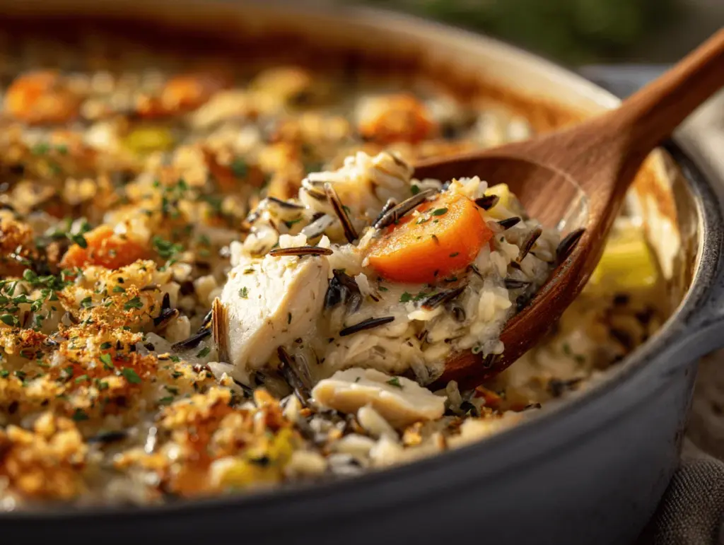 creamy chicken and wild rice casserole - featured image
