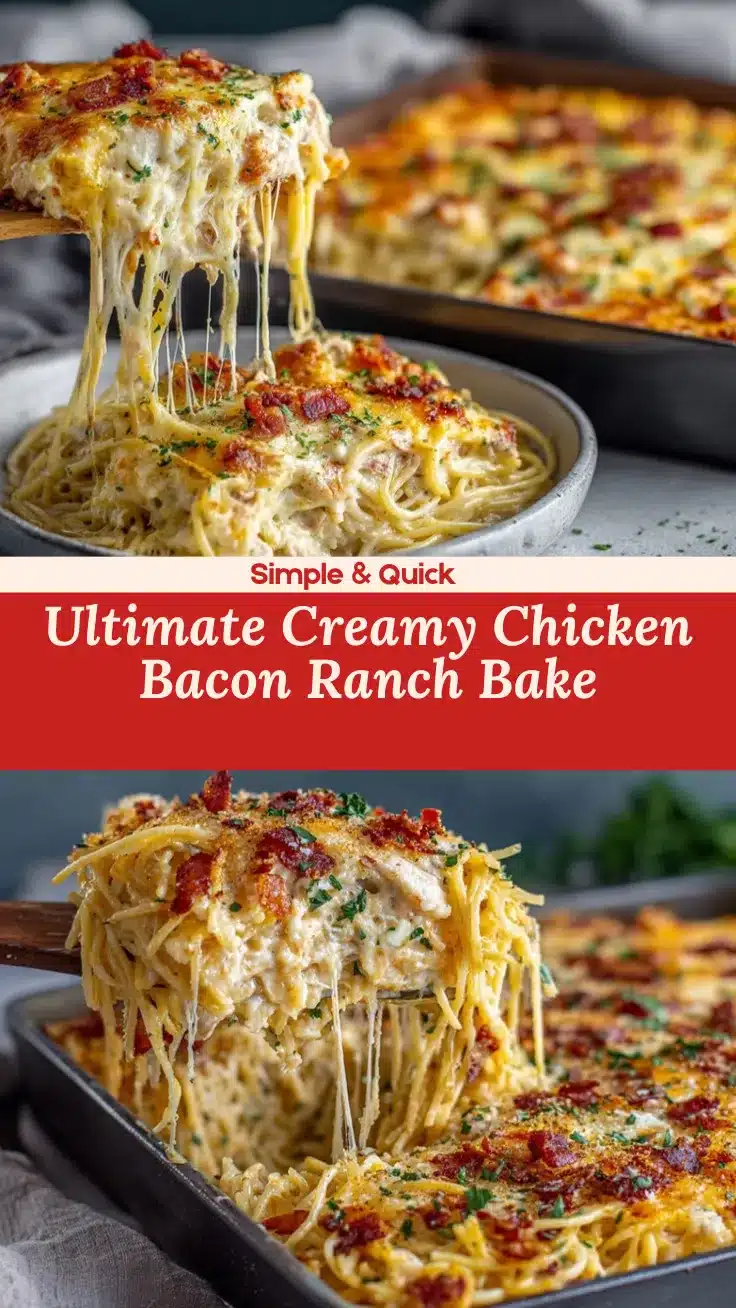 creamy chicken bacon ranch spaghetti bake recipe