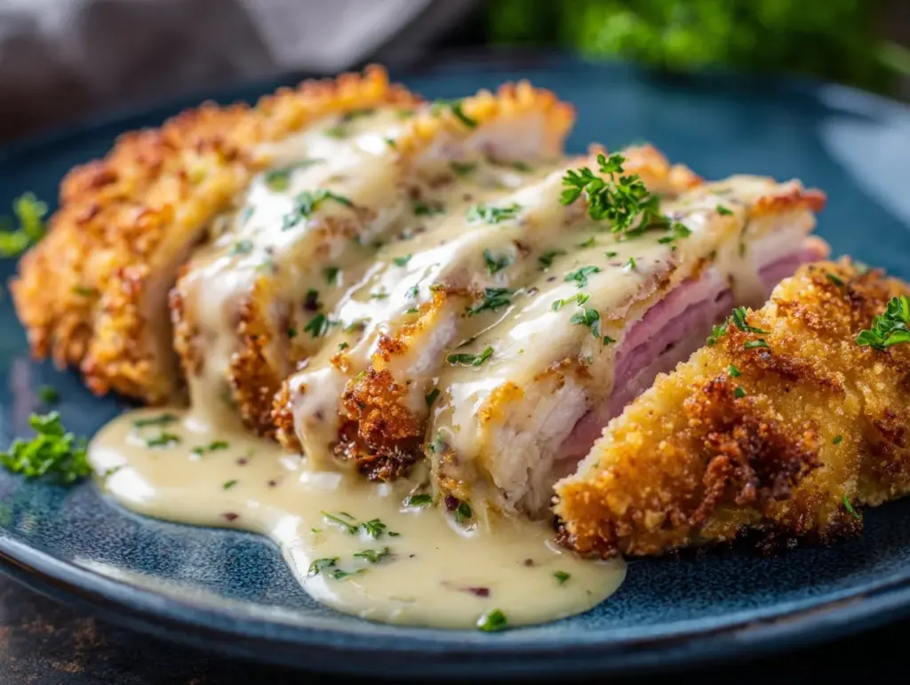 creamy chicken cordon bleu - featured image