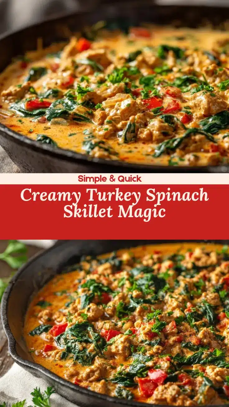 creamy ground turkey and spinach skillet recipe