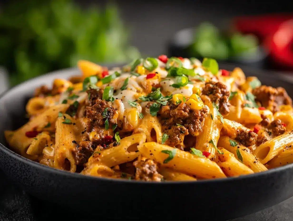 creamy taco beef pasta bake preparation steps