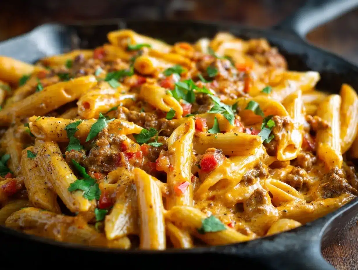 creamy taco beef pasta preparation steps