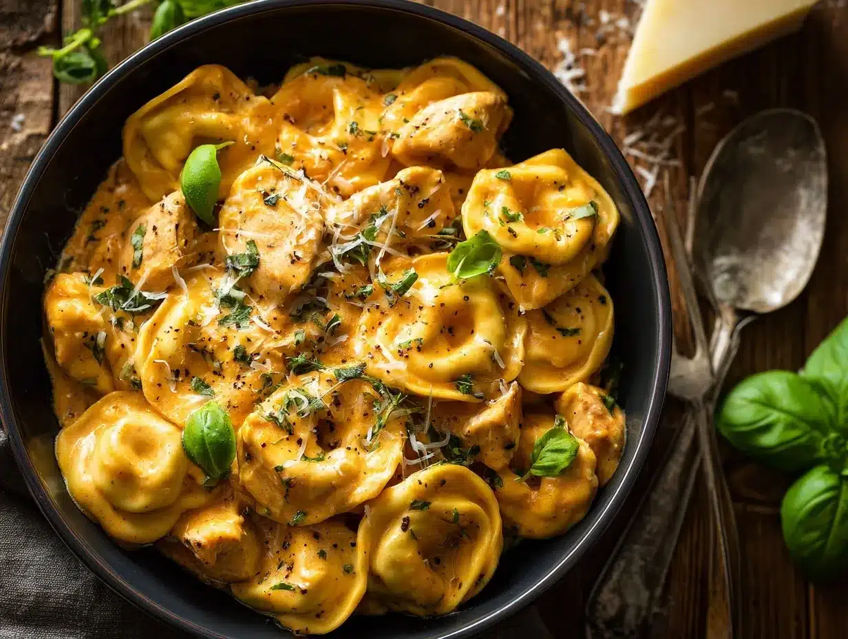 creamy Tuscan crockpot chicken tortellini preparation steps