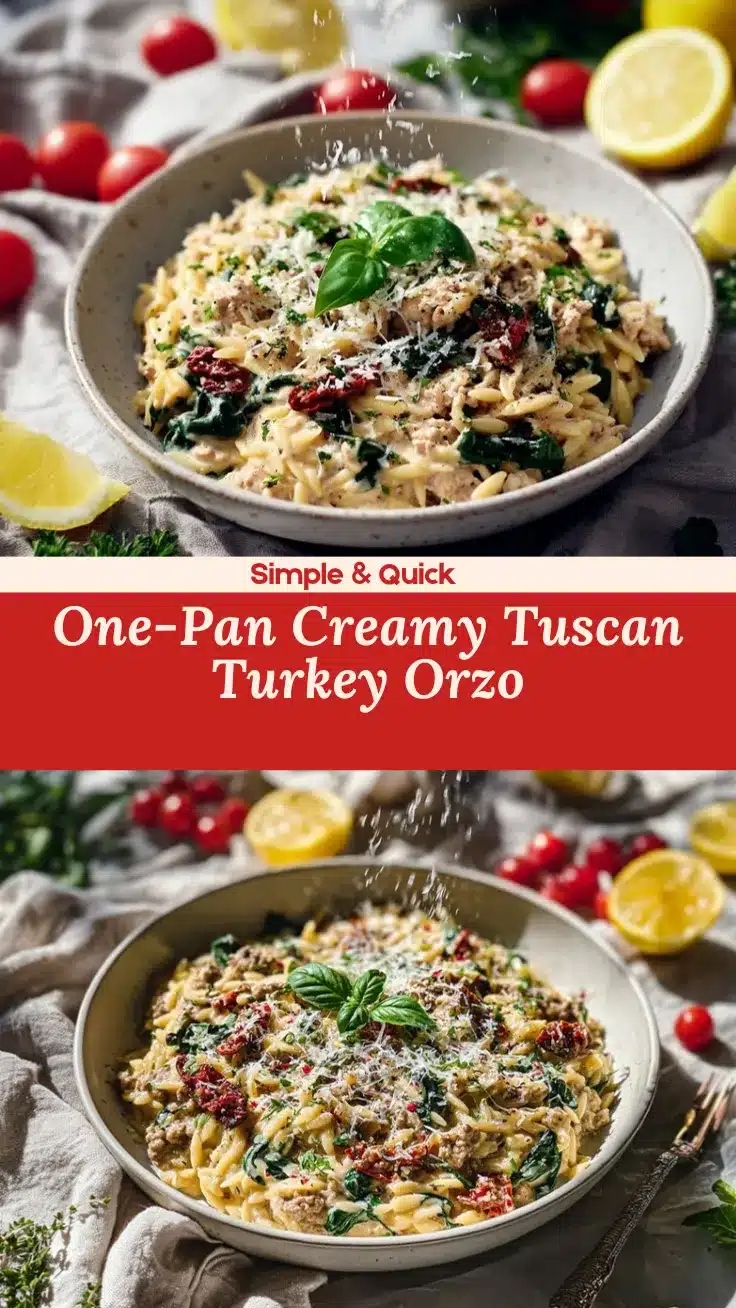 creamy Tuscan turkey orzo skillet recipe