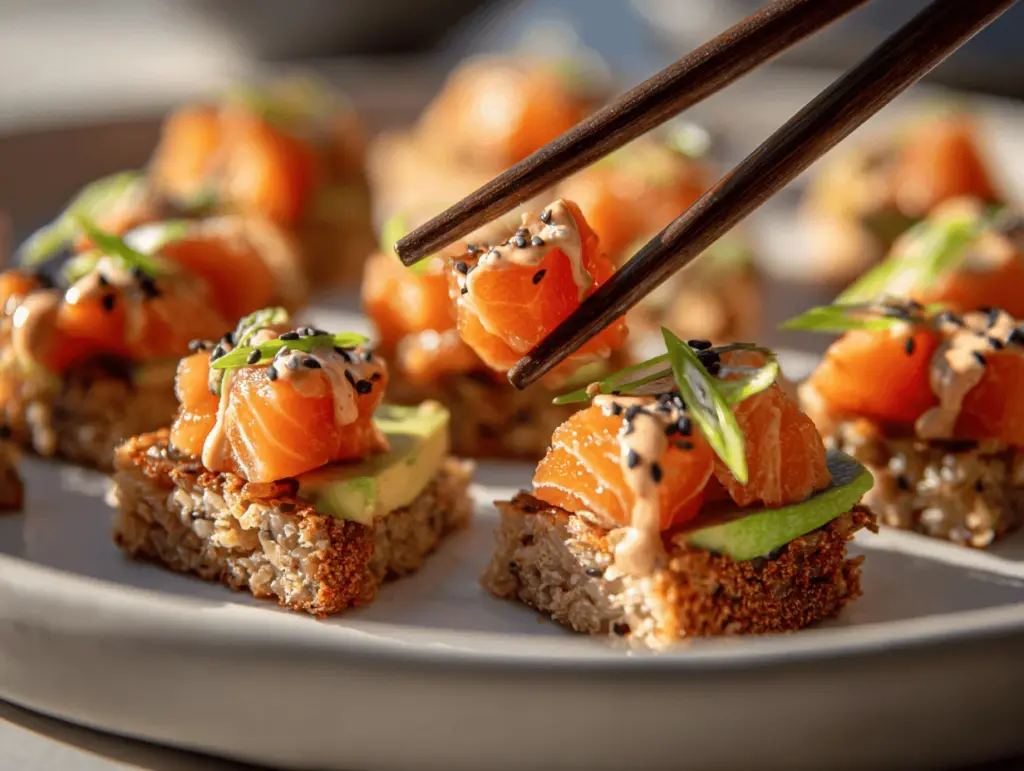 crispy salmon rice bites - featured image