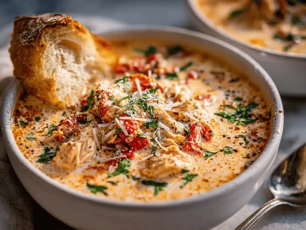 Crock Pot Creamy Chicken Parmesan Soup preparation steps