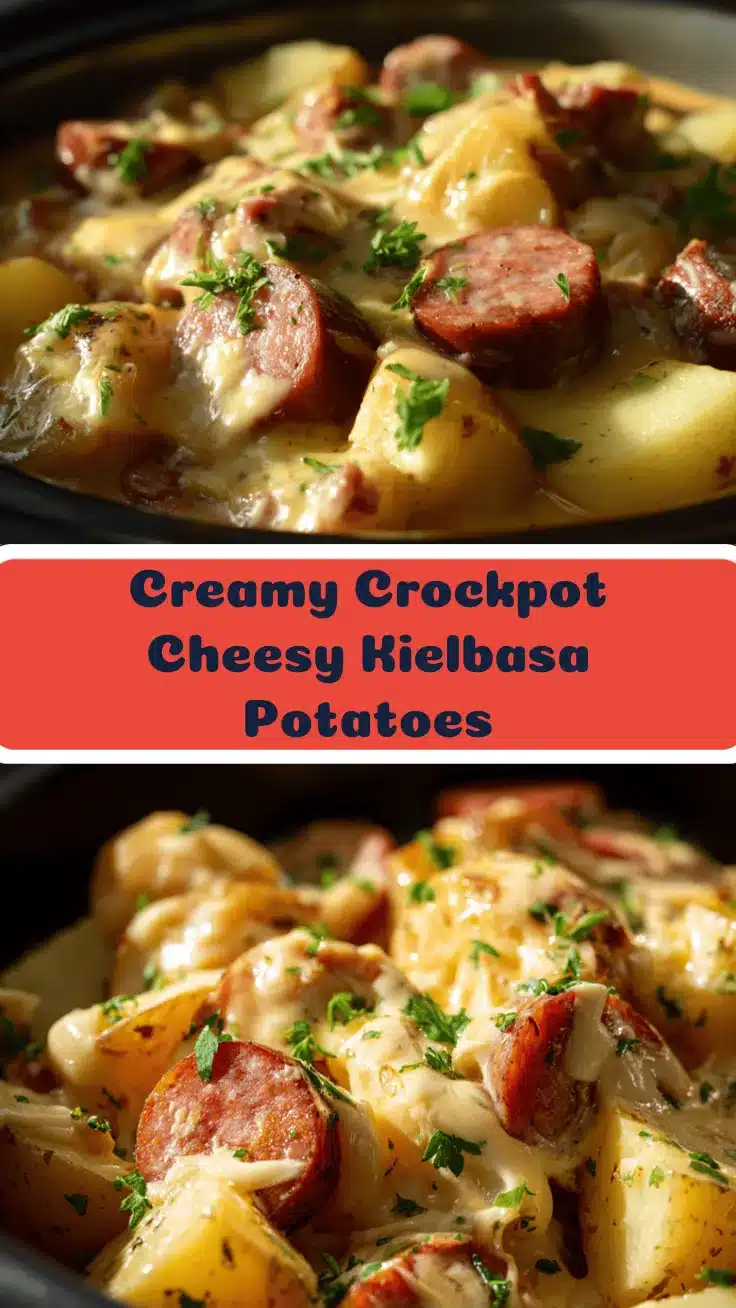 crockpot cheesy potatoes and kielbasa recipe