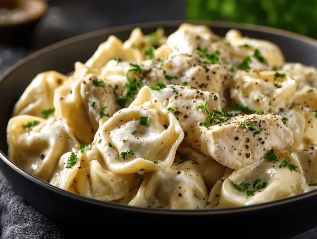 crockpot chicken alfredo tortellini - featured image