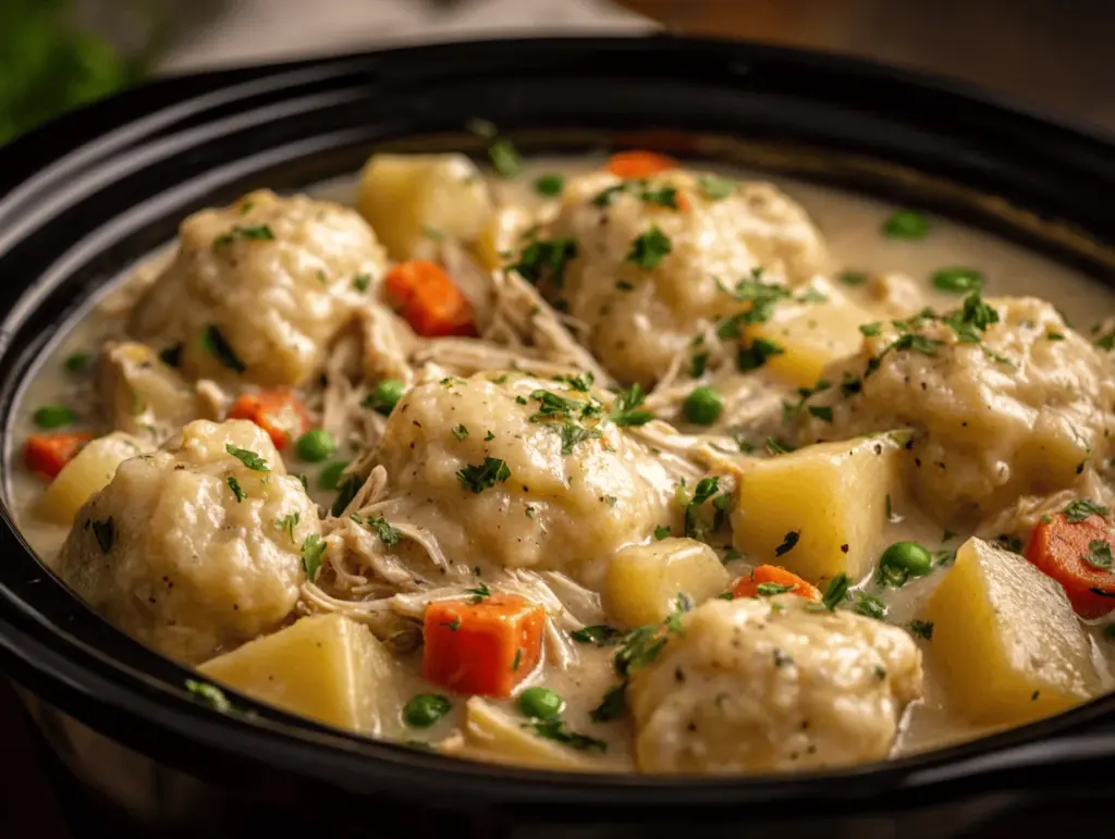 crockpot chicken and dumplings - featured image