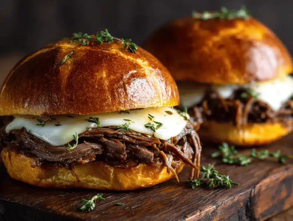 crockpot French dip sandwiches - featured image